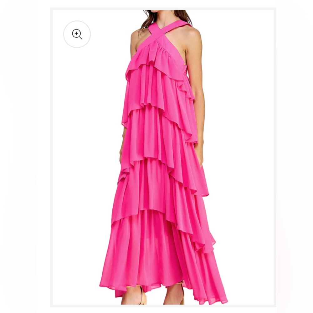 HALTER CASCADING DRESS NEW